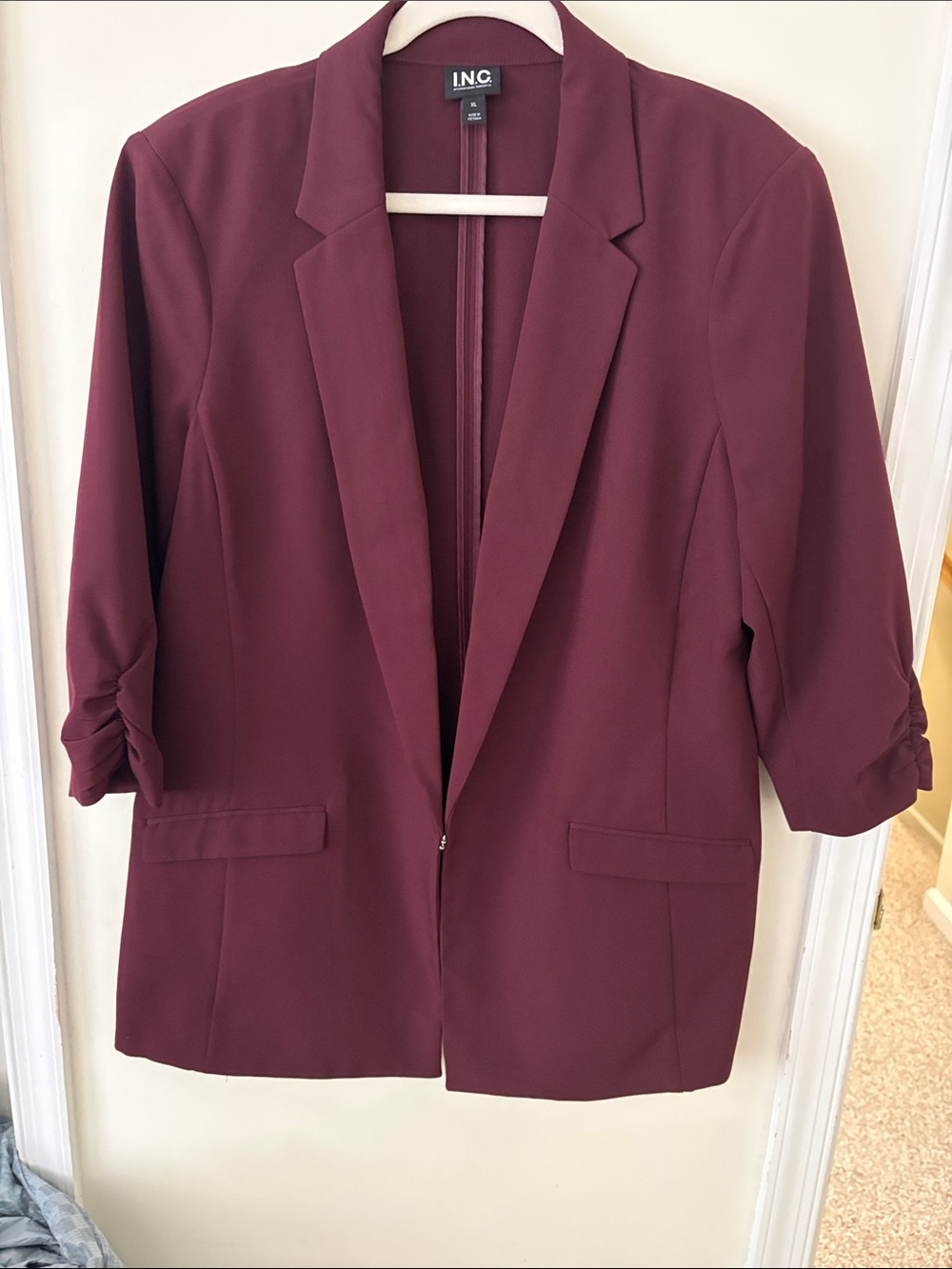 INC International Concepts Plum Open-Front Blazer
